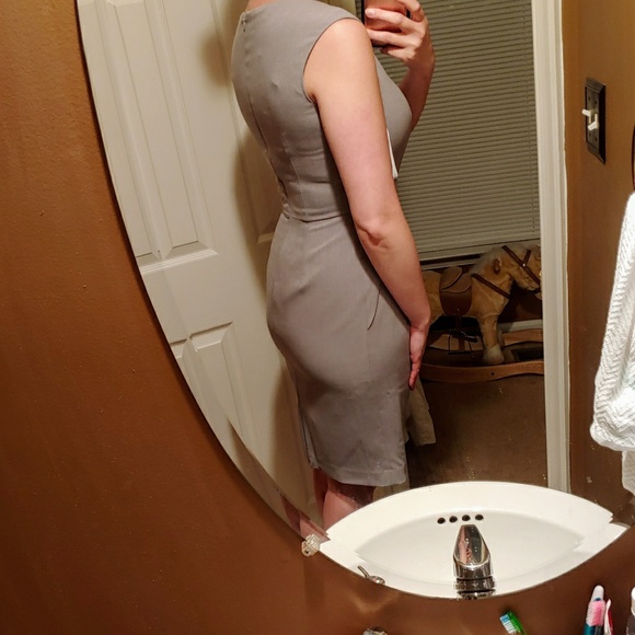 NWOT Calvin Klein Gray Sheath Dress - Picture 6 of 8